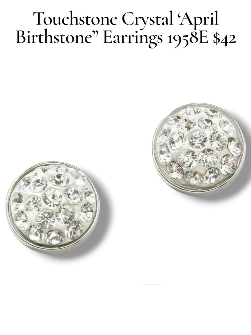 Touchstone Crystal Silver Clear Cluster Stud Earrings